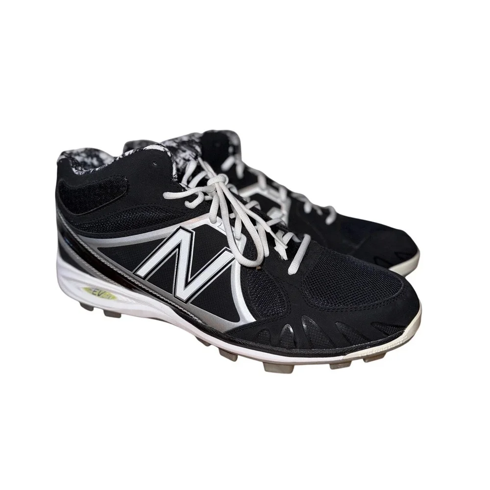 New Balance MB2000MS Men's Baseball Cleats Black Silver Mid Top Size 15